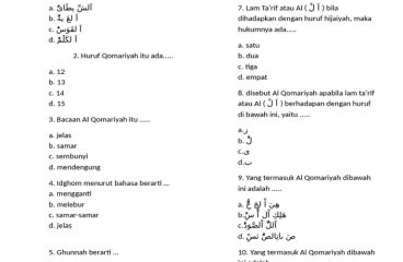 Soal BTQ Kelas IV Madrasah 2025 2026 PDF