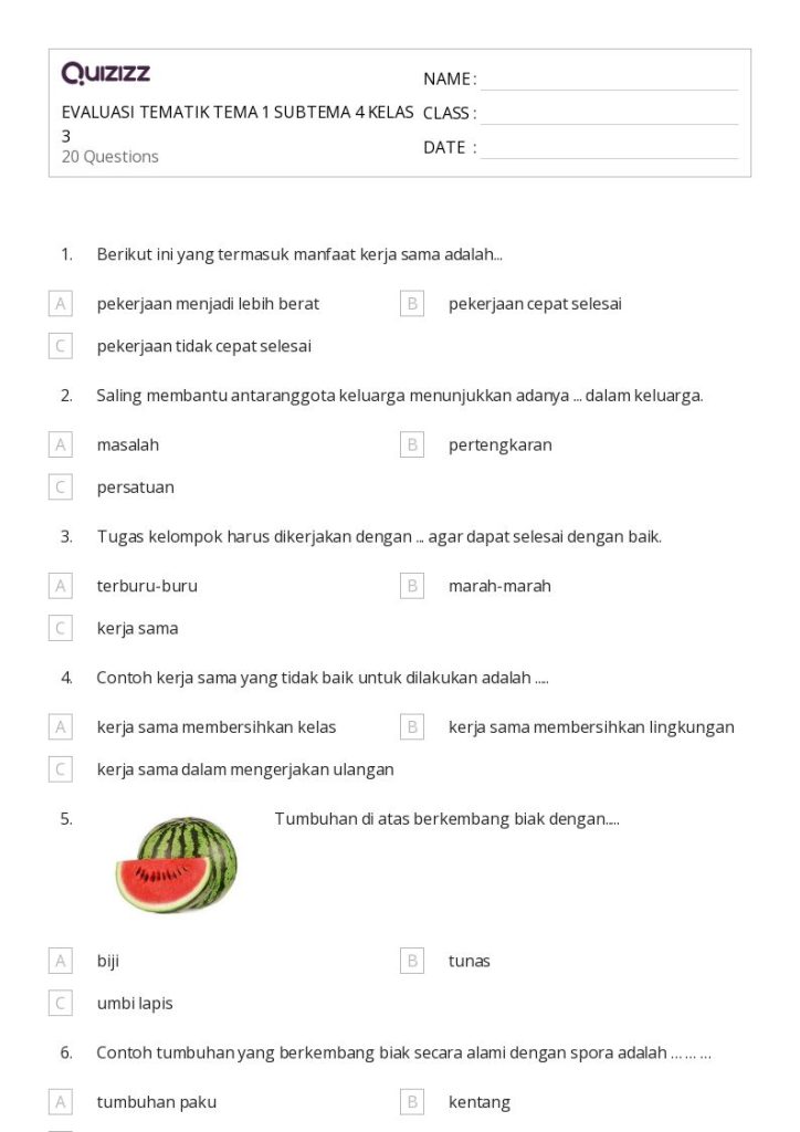 10 Rahasia Menguasai Contoh Soal Evaluasi Kelas 3 Tema 1 Subtema 4 Agar Nilai Maksimal