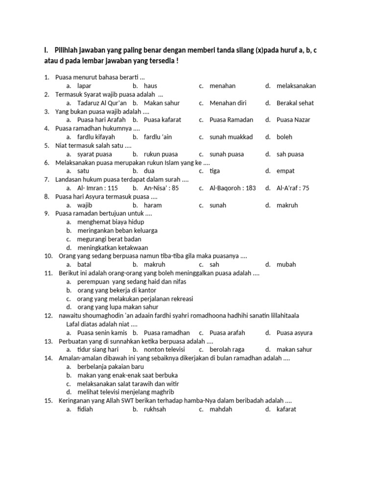 Soal Fiqih Kelas 3 Semester 2 PDF
