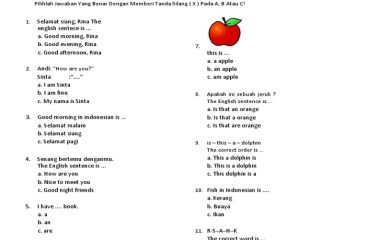 Tingkatkan Kemampuan Bahasa Inggris Anak Kelas 2 SD dengan Soal Latihan
