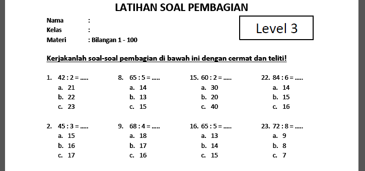 3 Modul Bimbel Brilian Soal Pembagian Kelas 3 Puluhan, Anak Makin Jago