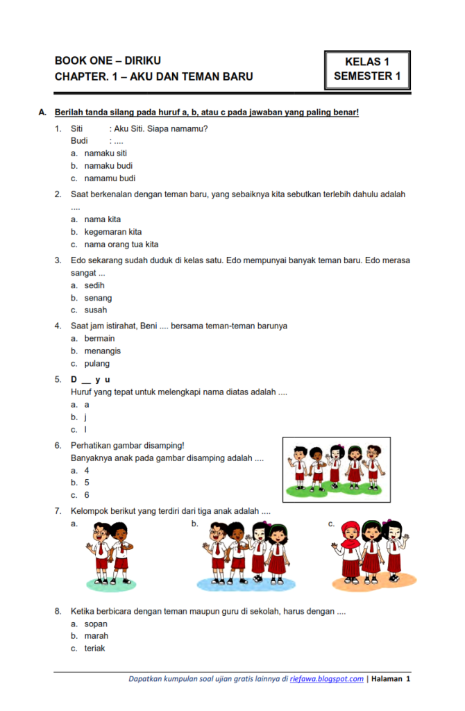 5 Contoh Soal Bahasa Indonesia Kelas 3 SD Tema 1 Kawan Seiring yang Jarang Diketahui Orang Tua
