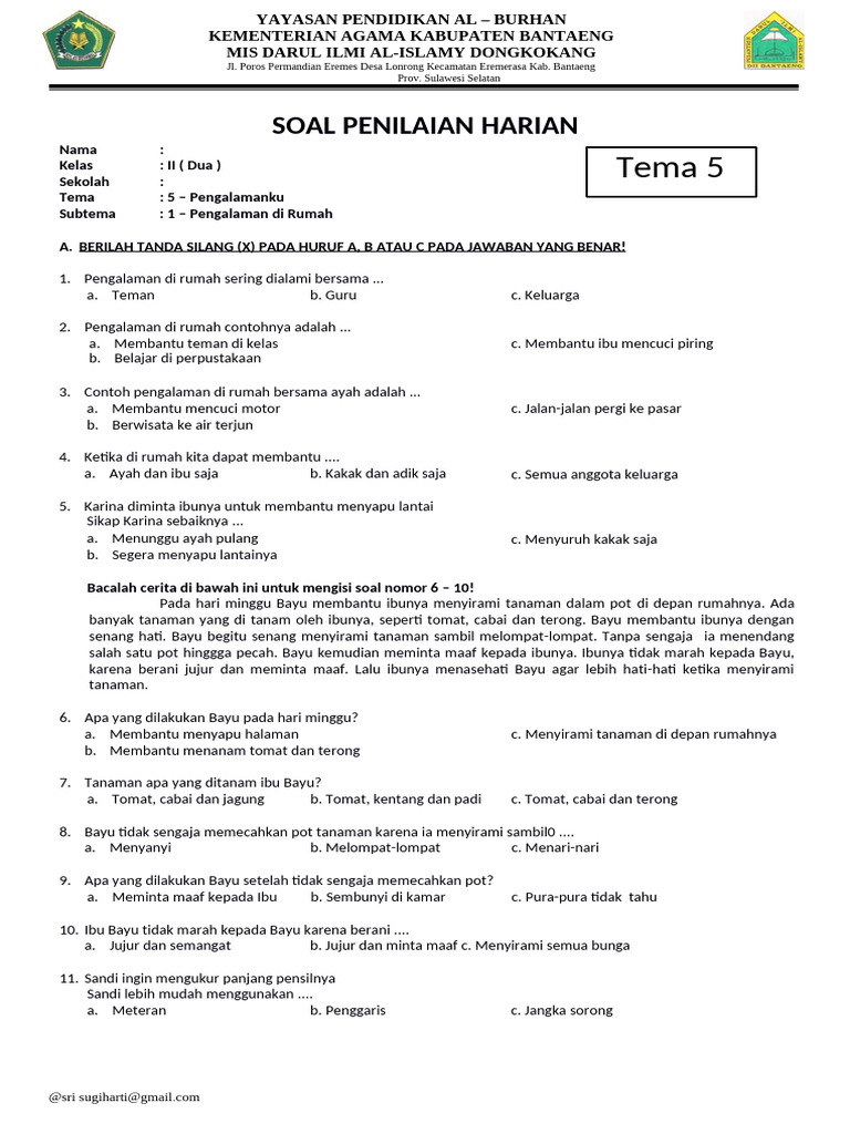 5 Contoh Soal Tema 5 Sub Tema 1 Kelas 2 SD yang Sering Muncul di Ujian, Wajib Tahu Sebelum Terlambat 5 Contoh Soal Tema 5 Sub Tema 1 Kelas 2 SD yang Sering Muncul di Ujian, Wajib Tahu Sebelum Terlambat