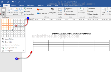 Membuat Tabel di Ms Word