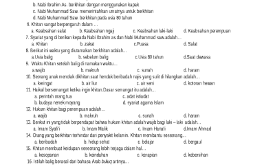 SOAL FIQIH KELAS 4 Ujian Khitan dan Balig - Studocu