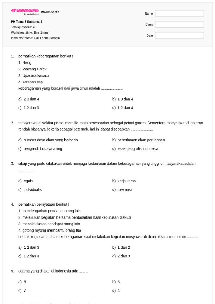 5 Soal Latihan Tema 3 Subtema 1 Kelas 5 yang Sering Muncul di Ujian dan Wajib Kamu Kuasai 5 Soal Latihan Tema 3 Subtema 1 Kelas 5 yang Sering Muncul di Ujian dan Wajib Kamu Kuasai