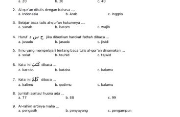 50 Soal dan Jawab IPA Kelas 4 SD