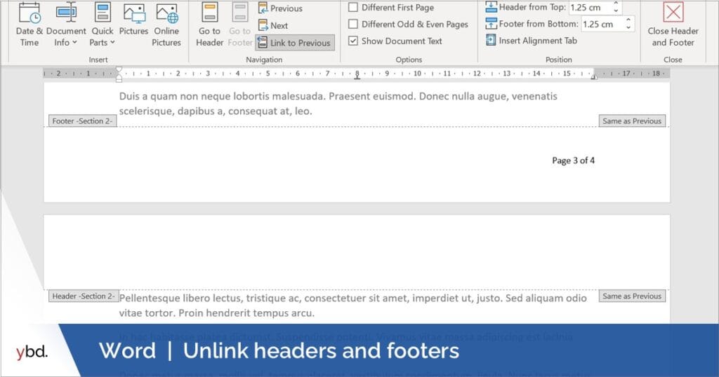 Adjusting Header And Footer Sections In Word REMOEQ Adjusting Header And Footer Sections In Word REMOEQ