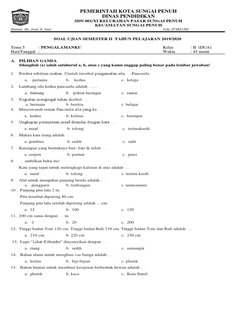 7 Contoh Soal Tema 5 Kelas 2 SD Semester 2 Plus Kunci Jawaban yang Wajib Dikuasai Sebelum Ulangan 7 Contoh Soal Tema 5 Kelas 2 SD Semester 2 Plus Kunci Jawaban yang Wajib Dikuasai Sebelum Ulangan