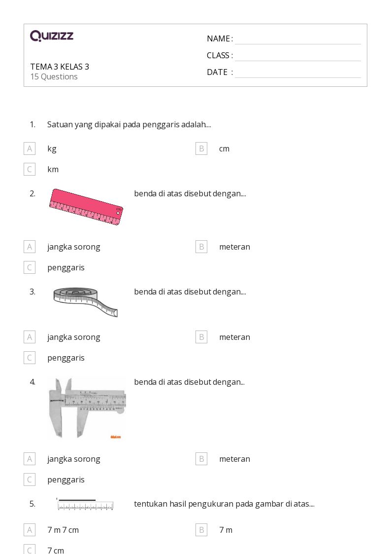50 lembar kerja Satuan pengukuran untuk Kelas 3 di Quizizz Gratis