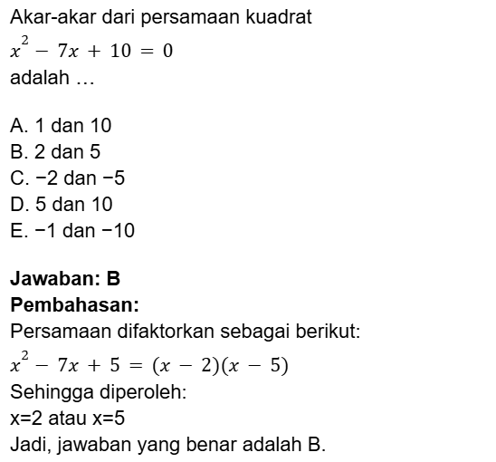 100 Soal Fungsi Kuadrat Kunci Jawaban Pembahasan - 1 Simulasi UTBK