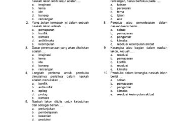 Latihan Soal Seni Teater Kelas 10 Bab 2 Subbab D - Daring Nur Hidayah Press