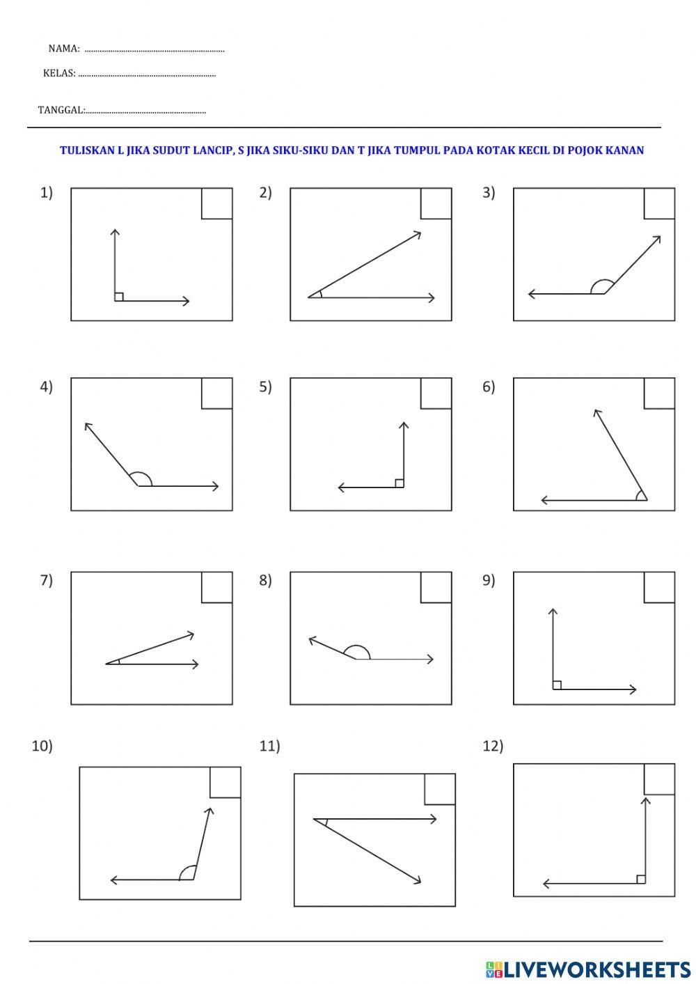 Sudut free worksheet Artofit