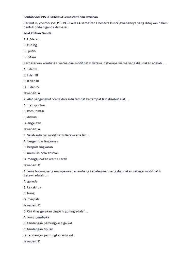 Rahasia Lulus Nilai Sempurna Kerjakan Soal PLBJ Kurikulum 2013 Kelas 4 Semester 1 Ini