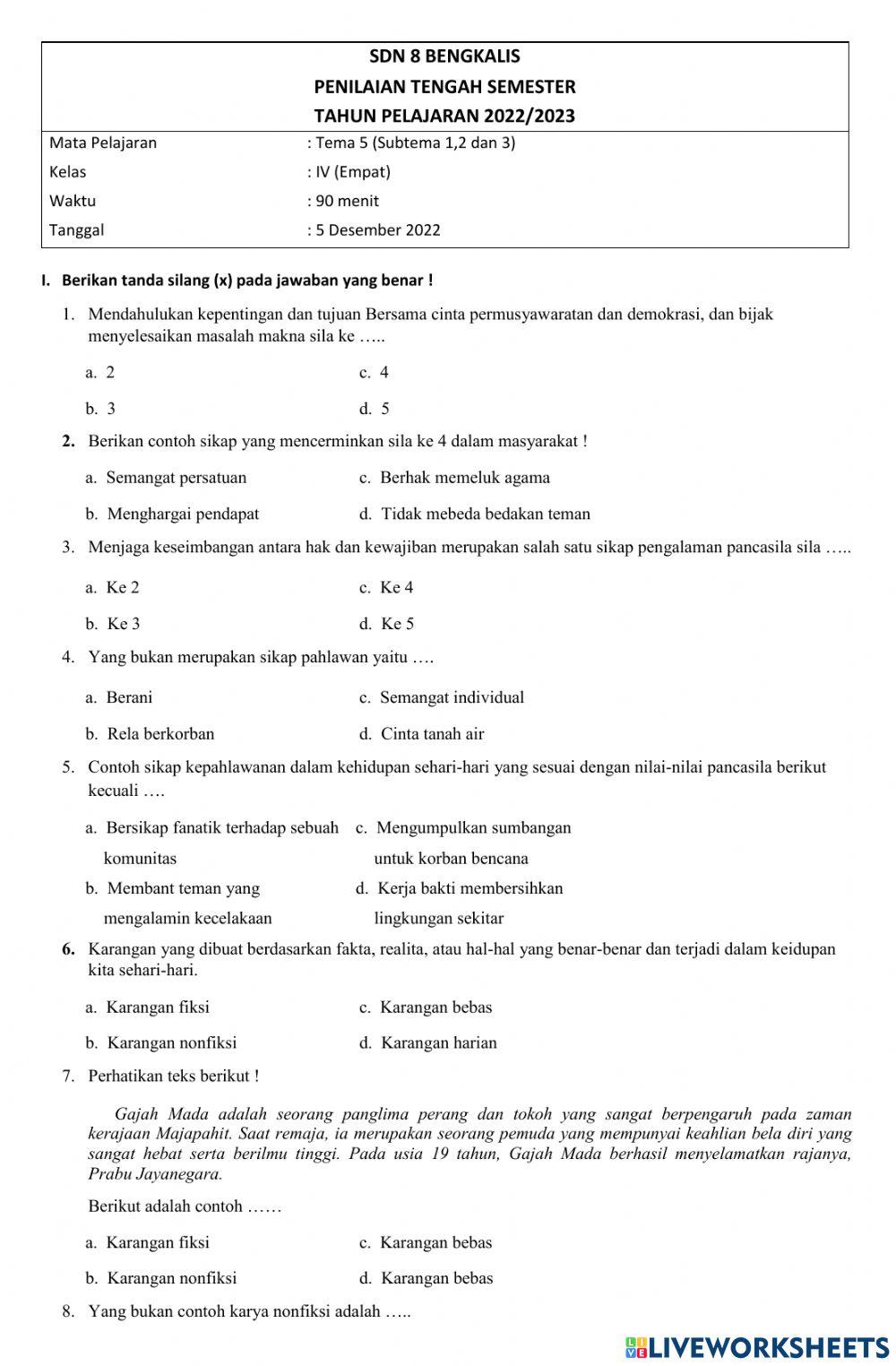 Rahasia Nilai Sempurna dengan Latihan soal tema 5 kelas 4 semester 1 kurikulum 2013