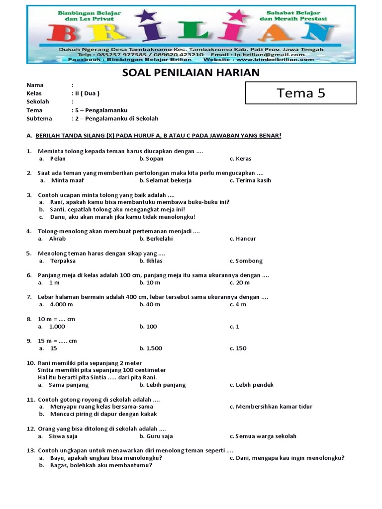Terbukti! 5 Cara Cepat Selesaikan contoh soal tema 5 subtema 2 kelas 2 yang Membingungkan Terbukti! 5 Cara Cepat Selesaikan contoh soal tema 5 subtema 2 kelas 2 yang Membingungkan