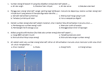 Soal Penilaian Harian Kelas 3 SD Tema 6 Energi Alternatif - Studocu