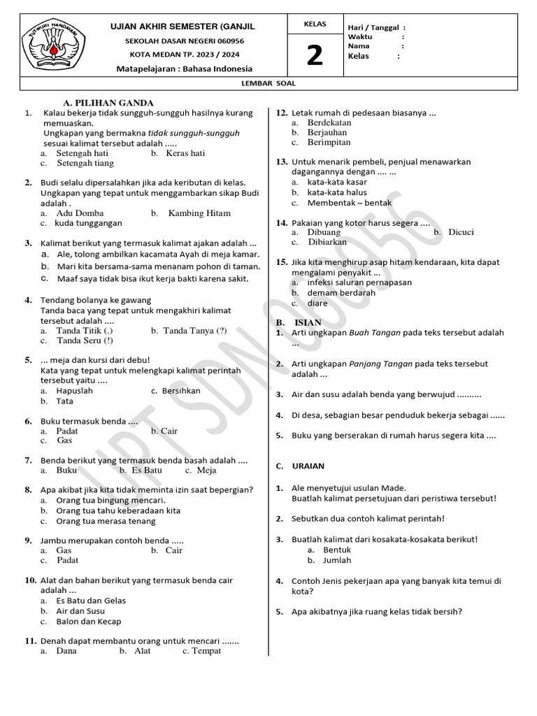 Ternyata Ini 5 Pola Contoh Soal B.Indonesia Ulangan Akhir Semester 2 Kelas 3 yang Sering Muncul