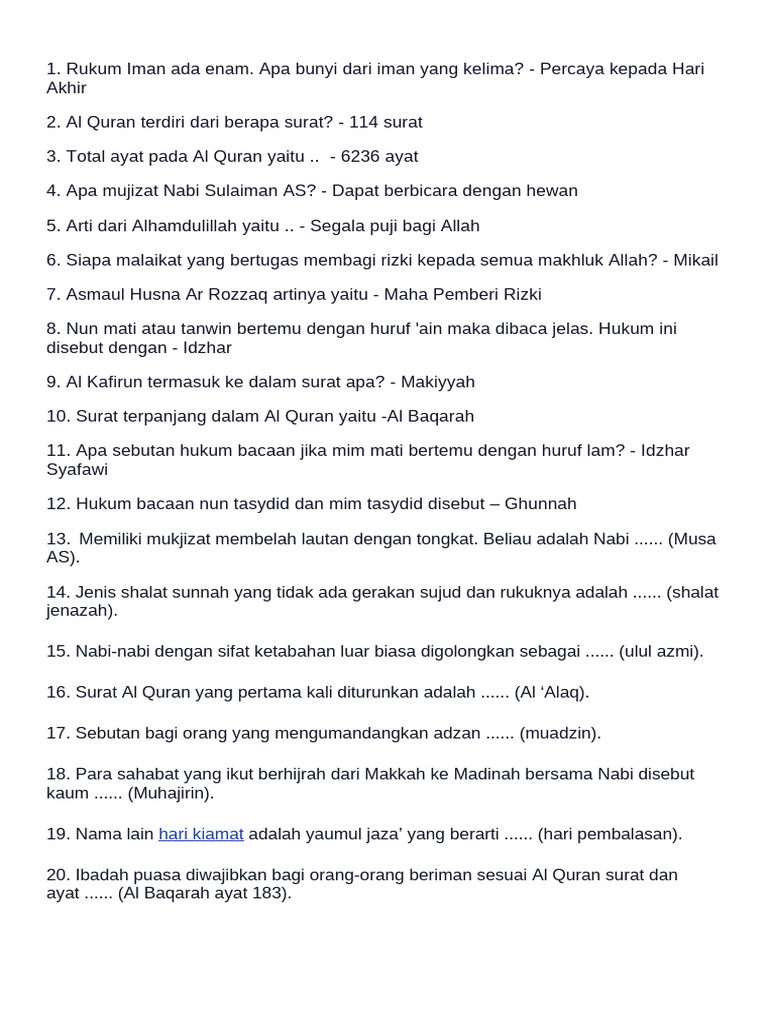 Soal Cerdas Cermat Agama Islam SD PDF