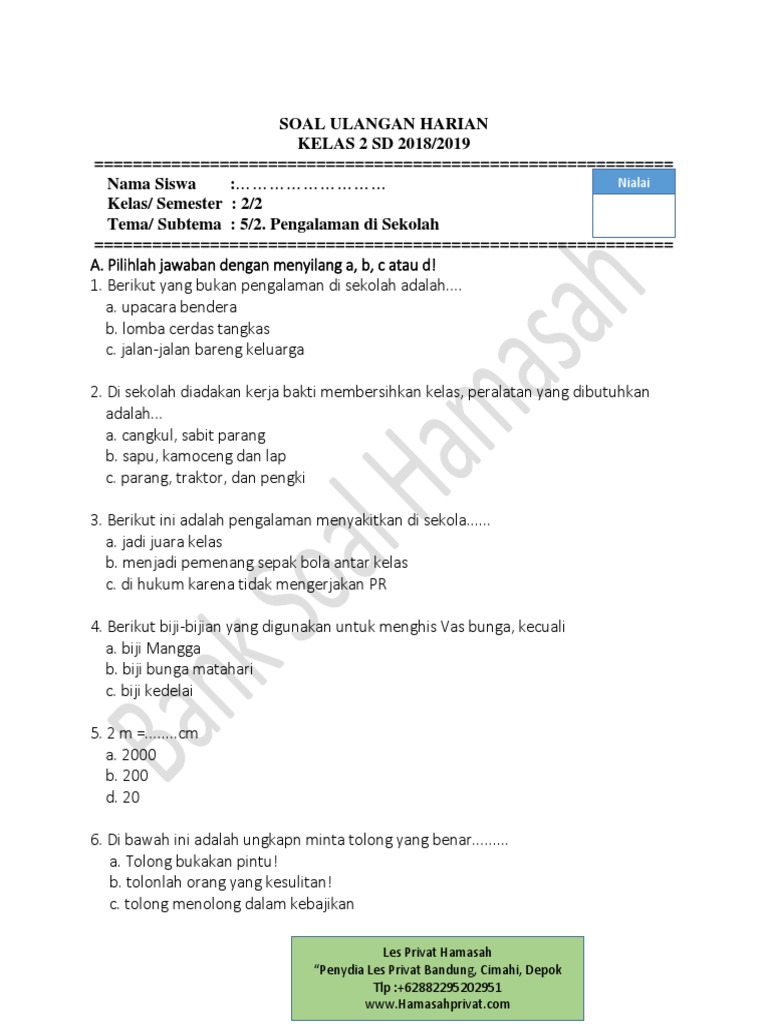 Ternyata Ini Dia Contoh Soal Tema 5 Kelas 2 SD Subtema 2 yang Sering Muncul di Ujian, Wajib Tahu Sebelum Terlambat