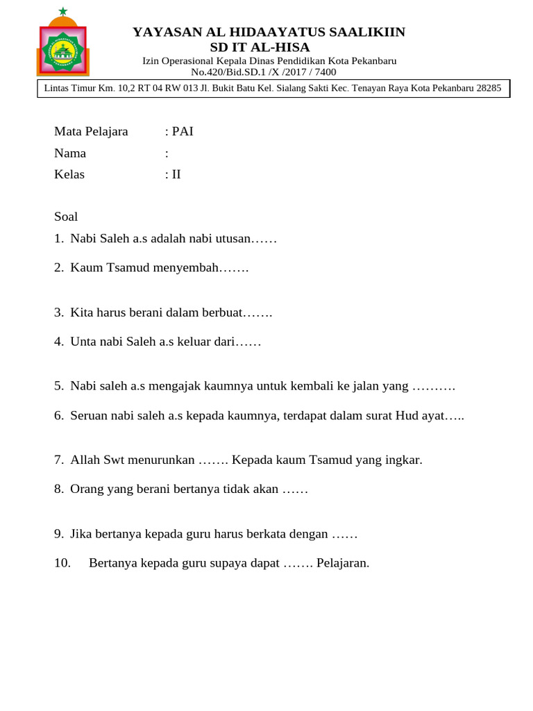 Wajib Tahu 3 Contoh Soal HOTS PAI SD Kelas 2 Ini Agar Anak Langsung Bisa Jawab