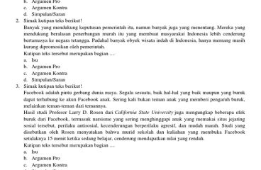 Jawaban Soal Bahasa Indonesia Kelas 9 Semester Ganjil