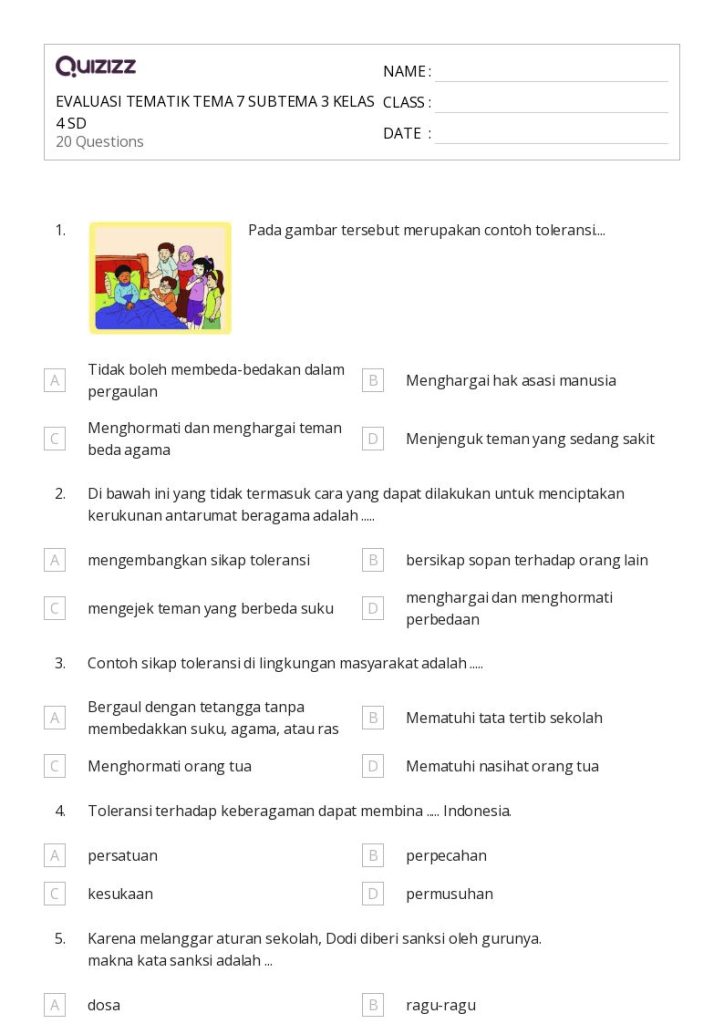 contoh soal evaluasi kelas 5 tema 7 subtema 3